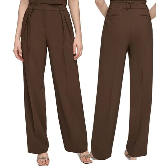 Calvin Klein Pants - Calvin Klein Women's High-Rise Wide-Leg Pants 8